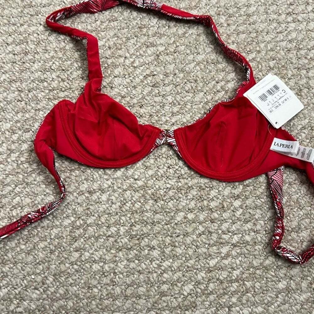 La Perla bikini swim top red white gold size 6 NWT - Picture 2 of 9